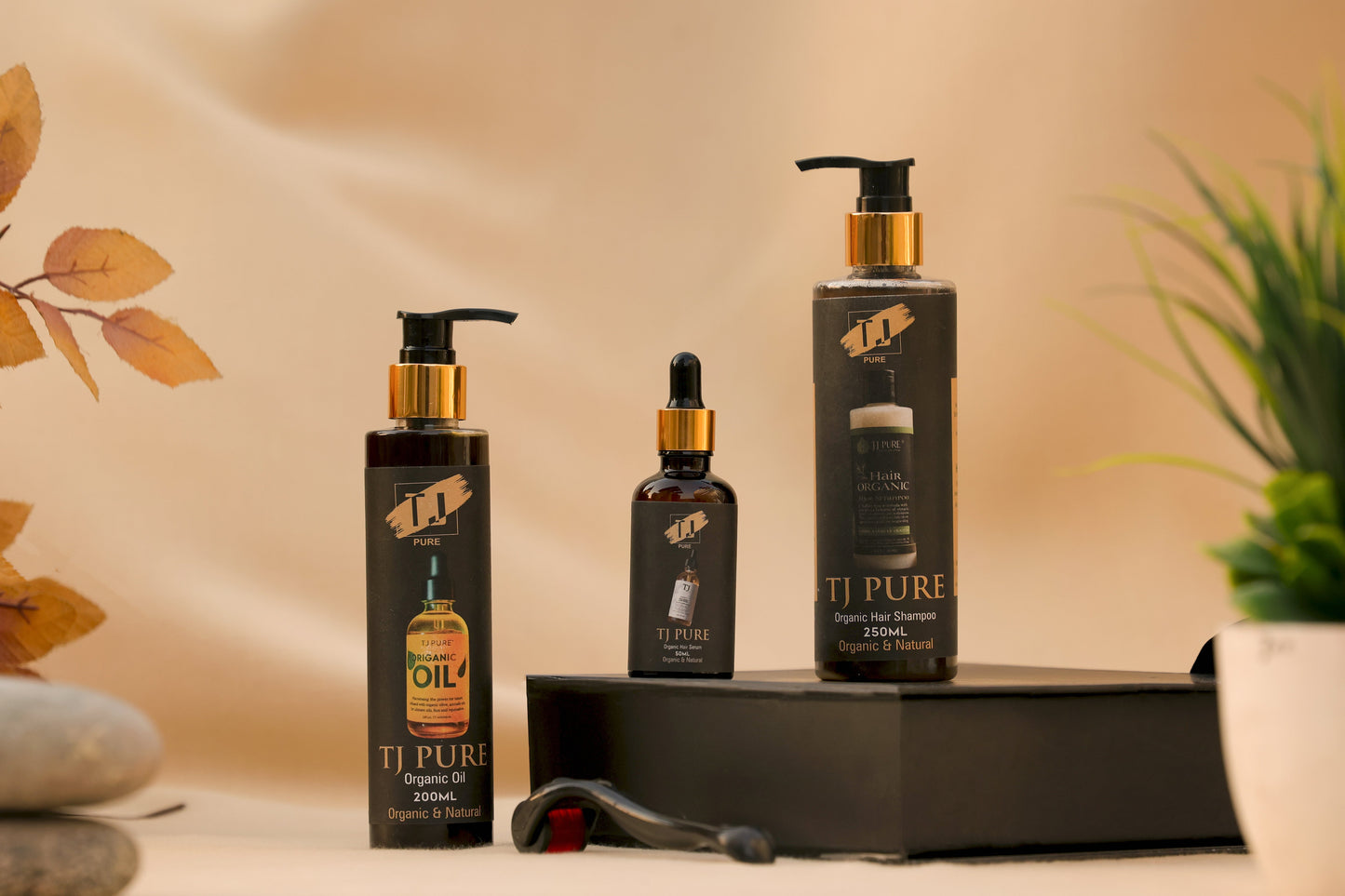 TJ PURE Organic Oil, Shampoo, Serum and Derma Roller Combo